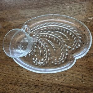 Federal Glass Clear Homestead Snack Tray With Cup Set Of 4 (8 Pieces Total)